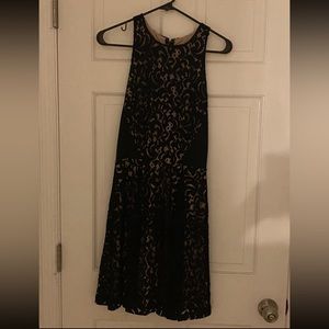 Black dress with cream under layer